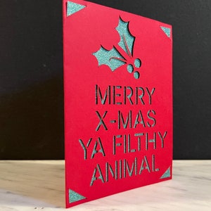 Feliz Navidad Ya Filthy Animal Tarjeta de Navidad Archivo de corte para cricut o cricut joy insertar tarjeta tarjeta de esquina fácil SVG clipart