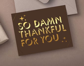 Thanksgiving Cutout Card SVG PNG, 'So Damn Thankful' (Digital Download)