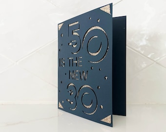 Tarjeta SVG para 50 cumpleaños – Tarjeta insertable de Cricut Joy, "Los 50 son los nuevos 30" (Descarga digital)