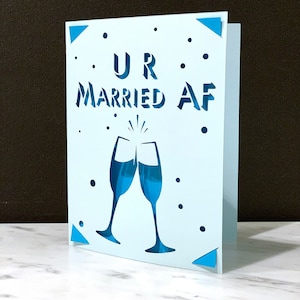 ウェディング カード カット ファイル - You are Married AF/ cricut または cricut joy 挿入カード 簡単コーナー カード SVG PNG クリップアート