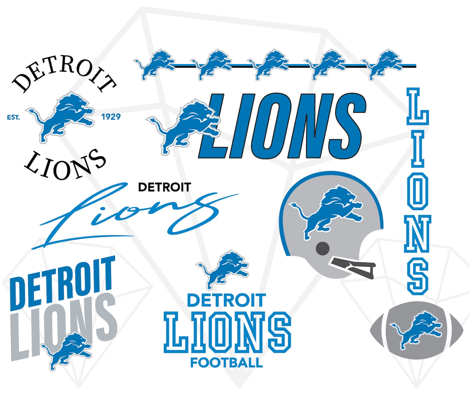 Detroit Lions SVG PNG Bundle/ Repeat Pattern Cricut Silhouette Etsy