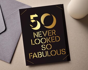 50th Birthday Card SVG, Modern Art (Digital Download)