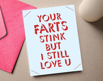 Funny Anniversary Card - Your Farts Stink, Love Card SVG PNG (Digital Download)