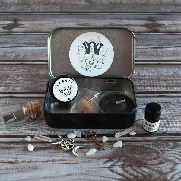 Kit de mini autel Hekate | Boîte rituelle portable Hécate | Magie du voyage | Déesse grecque de la sorcellerie | Outil de poche pour wiccans et païens