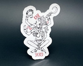 Kali Sacred Rage Sticker: Hindu Goddess Vinyl Decal - 4.25in
