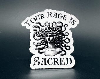 Medusa Sacred Rage Sticker: Greek Goddess Vinyl Decal - 3.2in