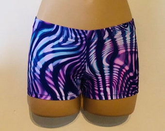 Purple Strobe Hotpant Gym Shorts and Matching Crop Top