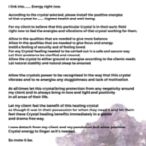May include: A close-up of a large, purple amethyst crystal cluster. The text "CRYSTAL HEALING" is at the top of the image. The text below describes the healing properties of amethyst crystals.