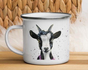 Goat Vintage Enamel Mug Goat Coffee Mug Goat Coffee Cup Personalized Goat Lover Gift for Women Gift for Men