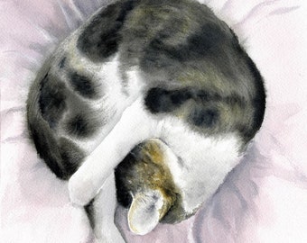 Custom Watercolor Pet Portrait, Cat Memorial