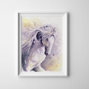 Blue Horse Print of Watercolor Painting Horse Wall Art  Personalized Gifts