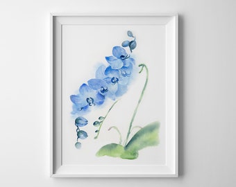 Modern Orchid Flowers Watercolor Painting Minimalist Wall Decor Fine Art Prints Personalized Gifts