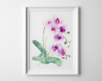 Flowers Orchid Watercolor Painting Wall Art Prints