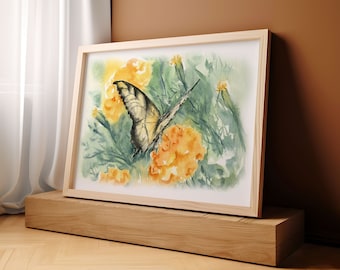 Watercolor Butterfly Painting Summer Wall Art Floral Prints