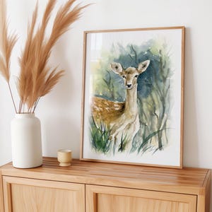 Pintura de corça Arte de parede Impressão em aquarela Impressão de animal da floresta por Robine Art Shop