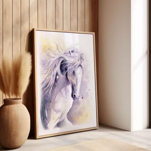 Fench Horse Camargue Watercolor Painting Country House Cabin Wall Decor Modern Farmhouse Print by Robine Art Shop