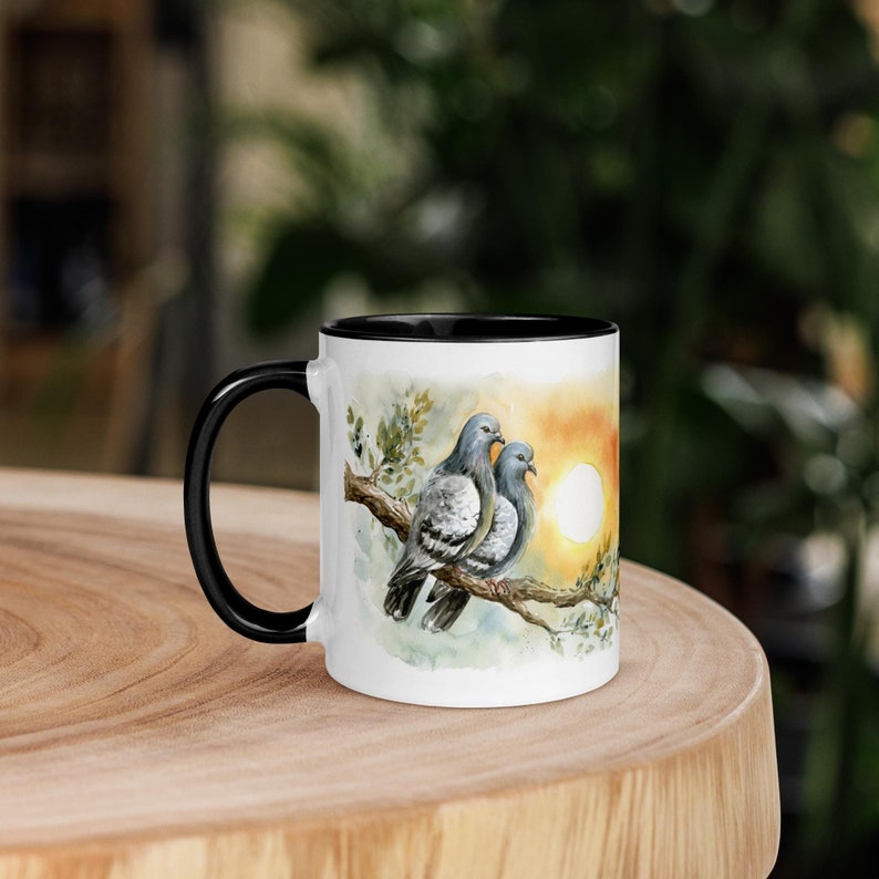 RobineArtShop Pigeon Sunset Mug