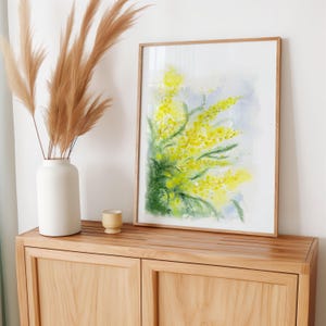 Lush Mimosa Blossoms Floral Wall Art Stampe artistiche ad acquerello di Robine Art Shop