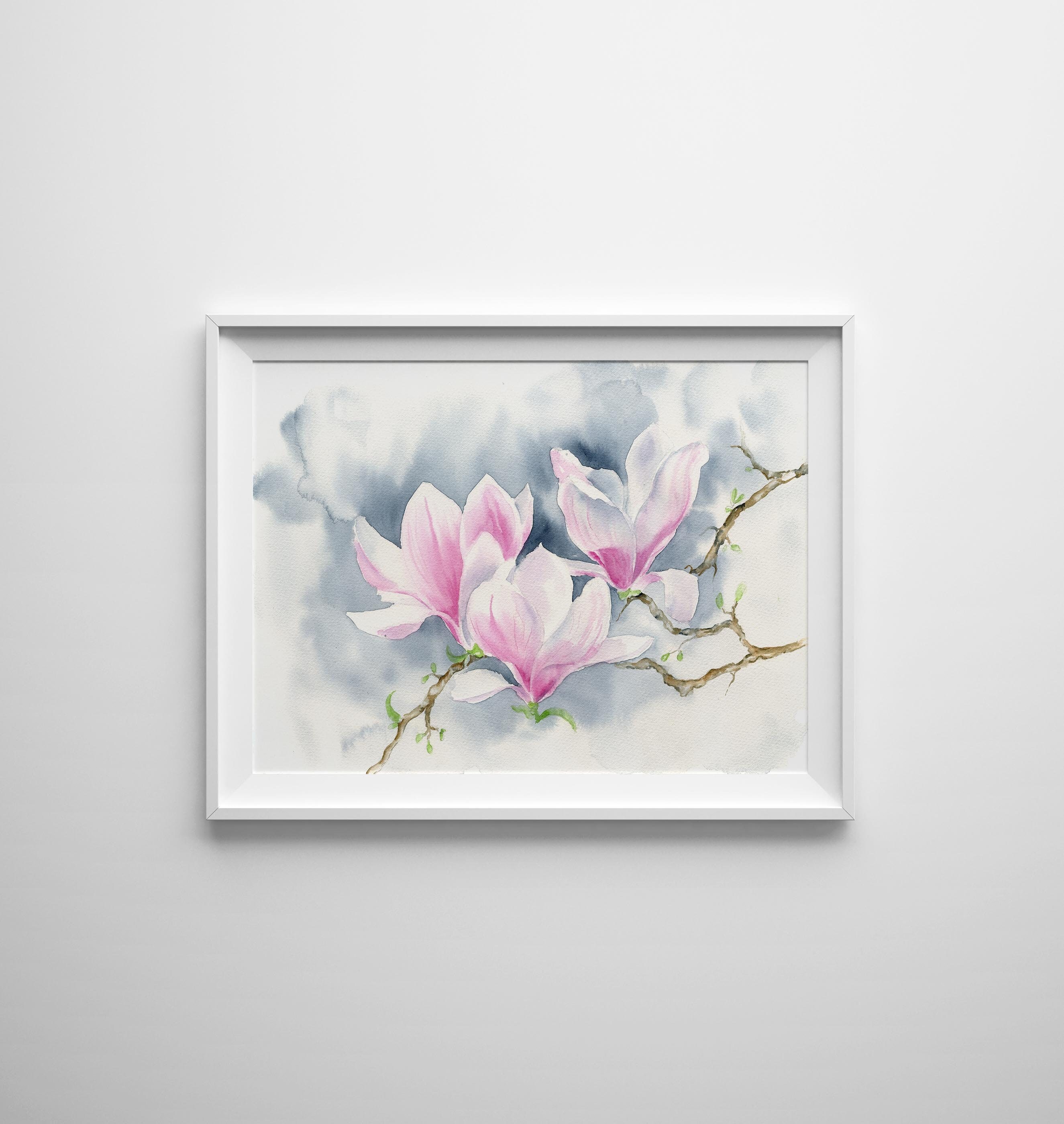 Watercolor Magnolia Etsy Print - Painting Kong Hong Art Wall