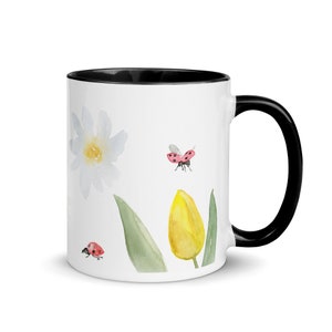 Ladybug Mug Flowers Coffee Cup Gift Cup - Personalized Ladybug Lover Gifts Idea