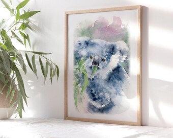 水彩コアラのプリント、子供部屋の壁アート