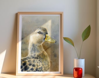 Duck Watercolor Wall Art Bird Painting Print