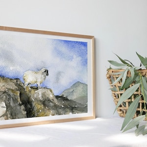 Sheep Painting Watercolor Print Country House Decor