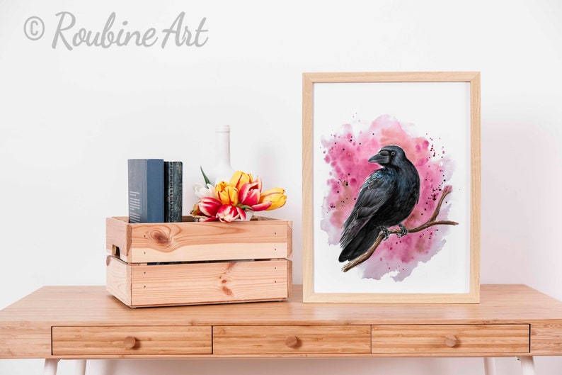 Painting Animals Raven Crow Watercolor Wildlife illustrations