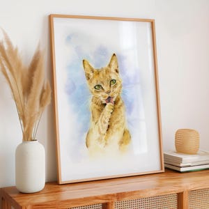 Cat Painting Watercolor Wall Art Print