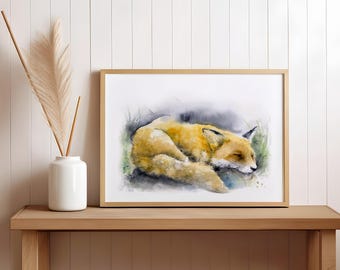 Fox Watercolor Print Wall Art Fox Painting