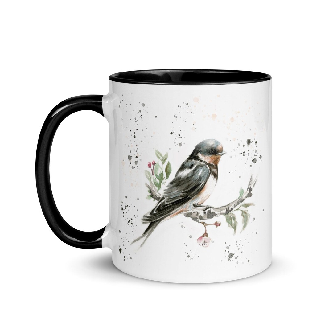 Swallow Bird Ceramic Mug Personalized Watercolor Art Coffee Cup