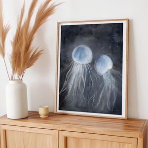 Jellyfish Watercolor Ocean Wall Art Underwater Art Print