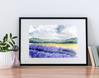 Lavender 2: lavender painting watercolor giclee print or