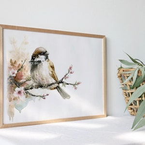 Stampa ad acquerello di uccello Dipinto realistico di uccello passero di Robine Art Shop