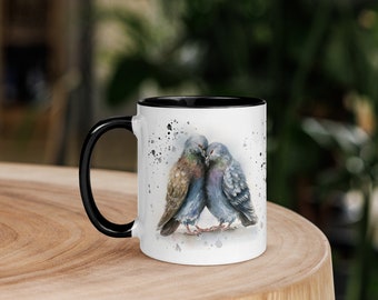 Funny Pigeon Mug – Ceramic Bird Lover Gift – Personalized Coffee Mug – Quirky Animal Cup – Cute Gift for Her or Him –Colorful Inside Options