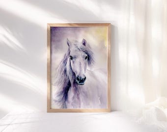 水彩画の馬の絵画プリント：馬術壁アート - Etsy 日本