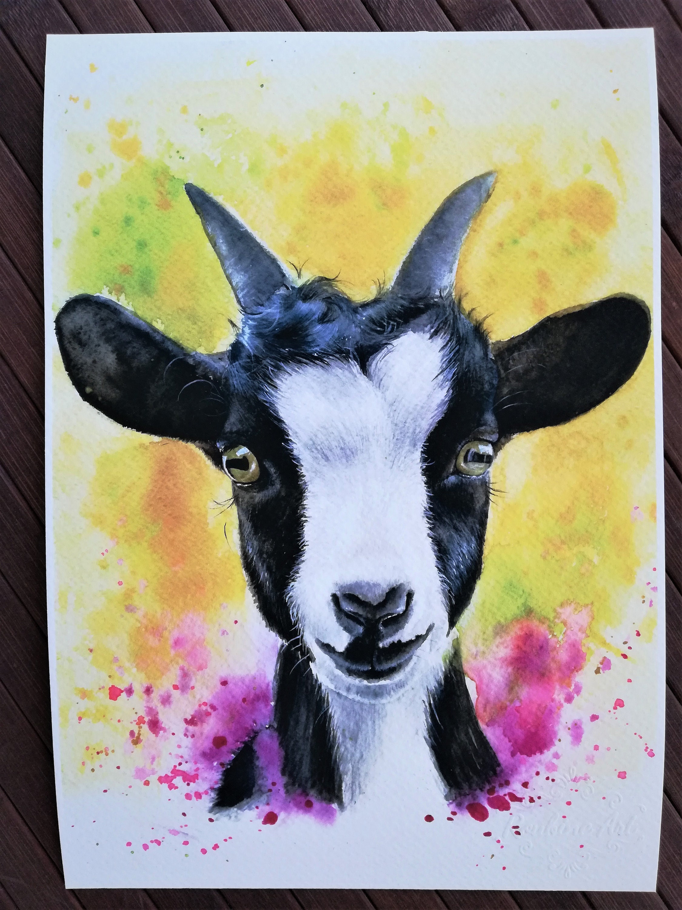 Cute Goat Watercolor Print Wall Art Painting Etsy