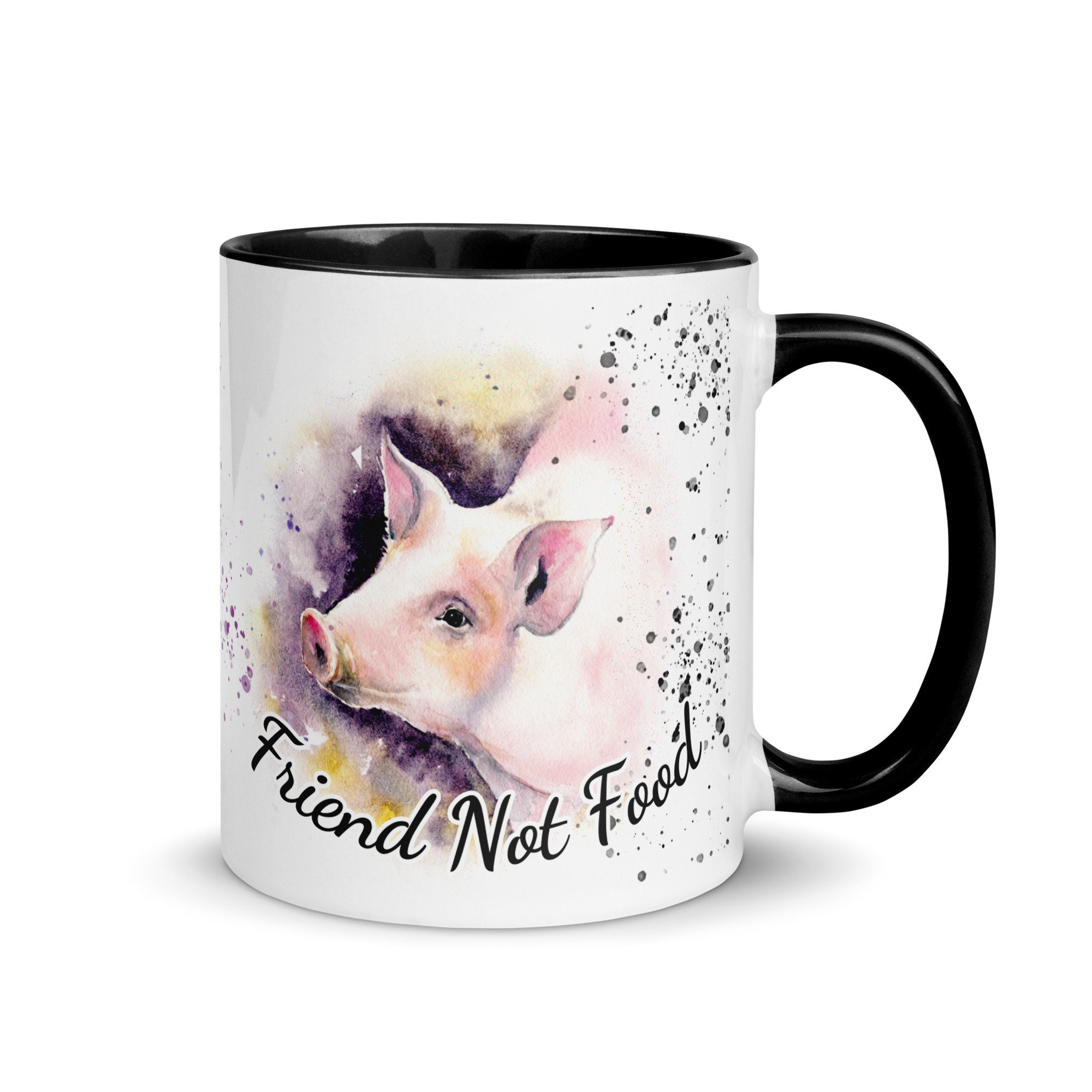 d'art aquarelle de porc de Zazzle.be Liste d'envies Vous avez des idées ? Tasse à café végétalienne personnalisée | Cadeau pour amoureux des animaux | Illustration mignonne de porcelet | Décoration de ferme | Cadeau sanctuaire de cochons
