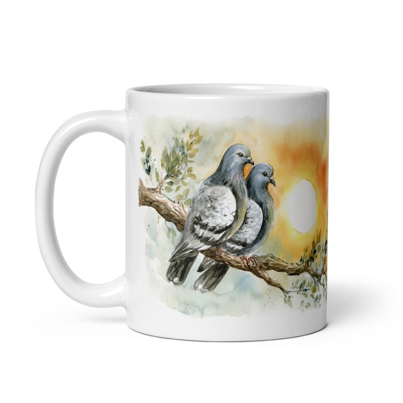 RobineArtShop Pigeon Sunset Mug - Thumbnail 4