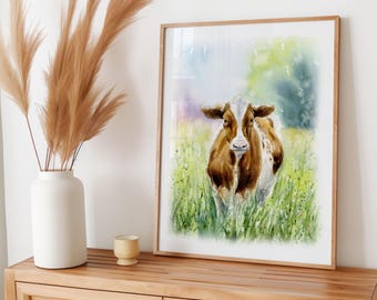 Watercolor Cow Print – Farmhouse Animal Wall Art