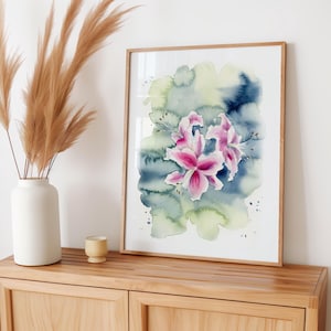 Bellissimi fiori di giglio, stampe artistiche moderne esotiche ad acquerello di Robine Art Shop