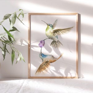 Colibrì Acquerello Dipinto Vibrante Arte da Parete Colibri Uccello Stampa Poster Regalo Personalizzato di Robine Art Shop