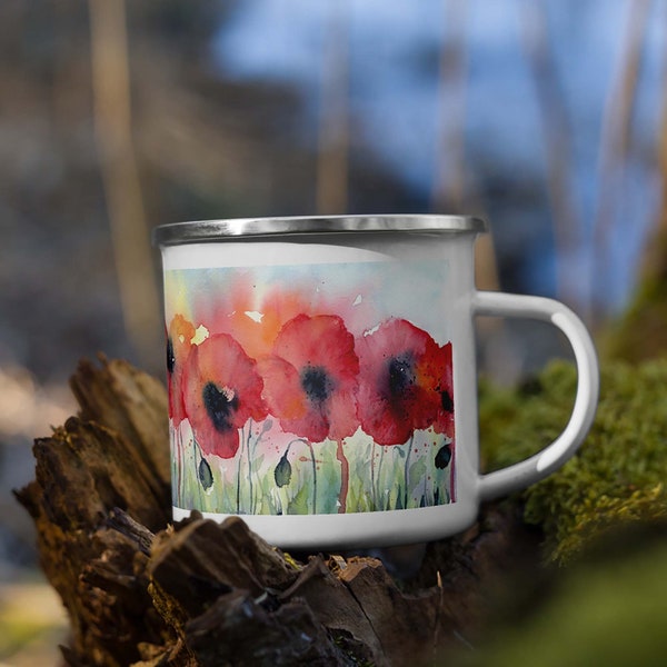 Mug coquelicot, tasse à café, fleurs de camping, cadeaux pour amoureux, femmes, cadeaux pour hommes