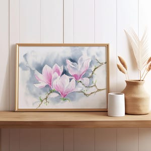 Magnolie Baum Aquarell Florida Blumen Wand Kunst Botanische Druck von Robine Art Shop