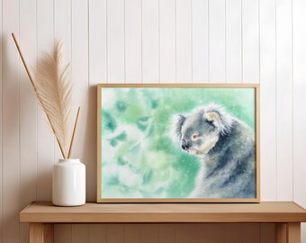 Koala Bear Watercolor Print Abstract Wall Art Painting