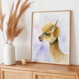 Alpaca muurdecoratie aquarel schilderij muurkunstafdrukken door Robine Art Shop
