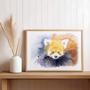 Red Panda Watercolor Wall Art Cute Animals Painting Print