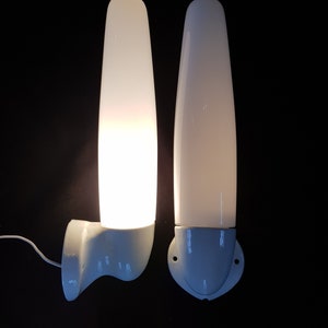 Pair of large / tall wall lights by Willhelm Wagenfeld for Lindner Leuchten, 1950s. Bauhaus. Mid Century.