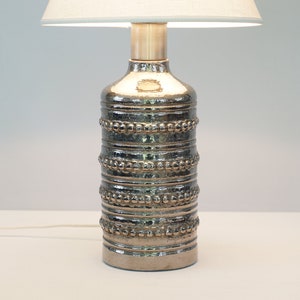 Gorgeous Bitossi silver glazed ceramic table lamp. 1960s. Mid century modern.