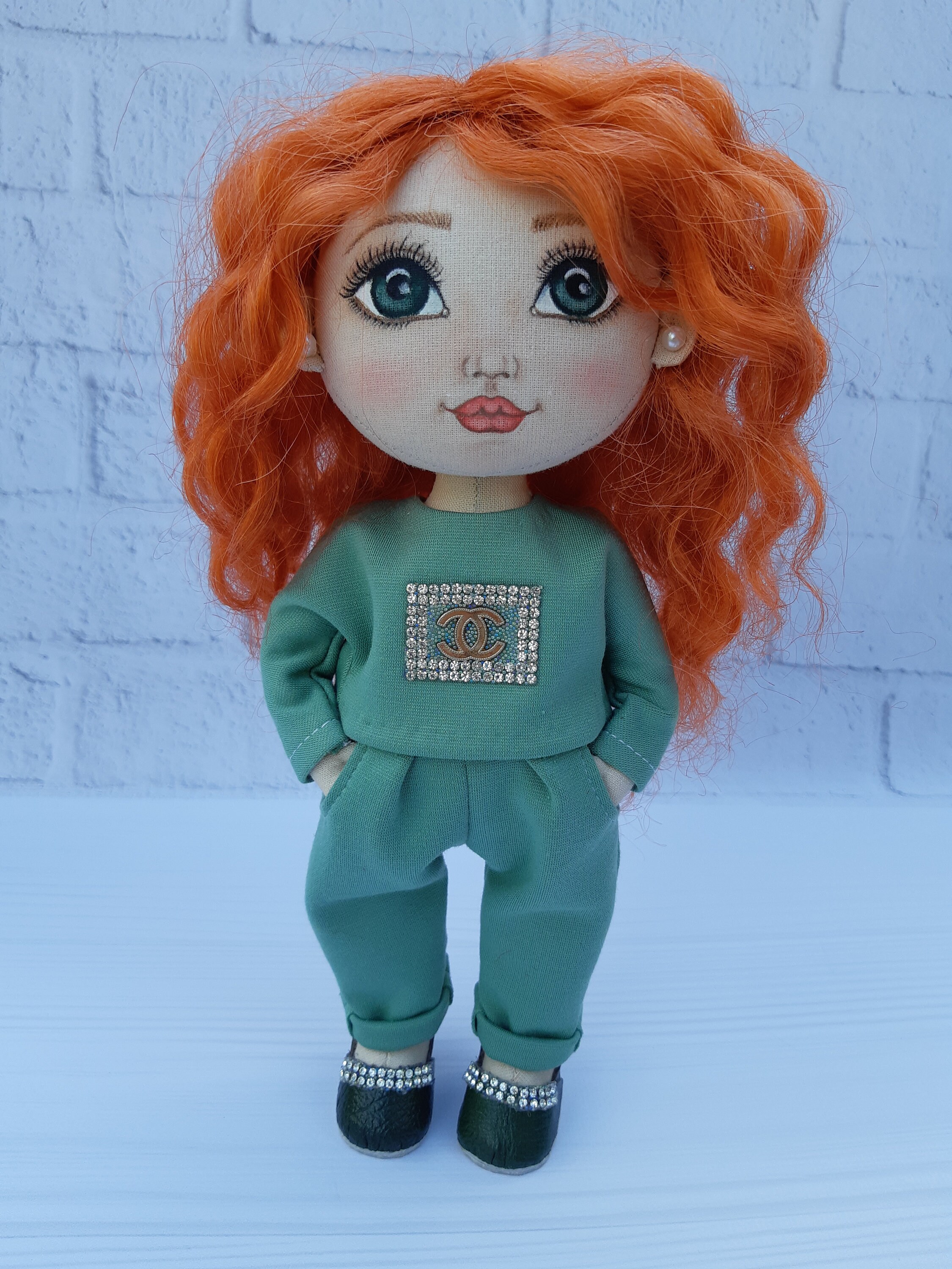 Modern doll Rag doll Doll art doll OOAK Doll with red hair Etsy